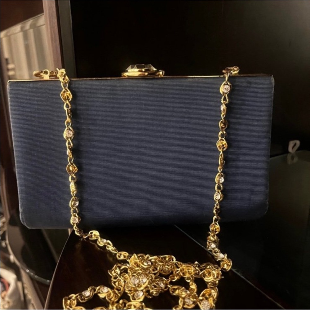 Ted Baker Chic Navy Clutch with Gold Chain
